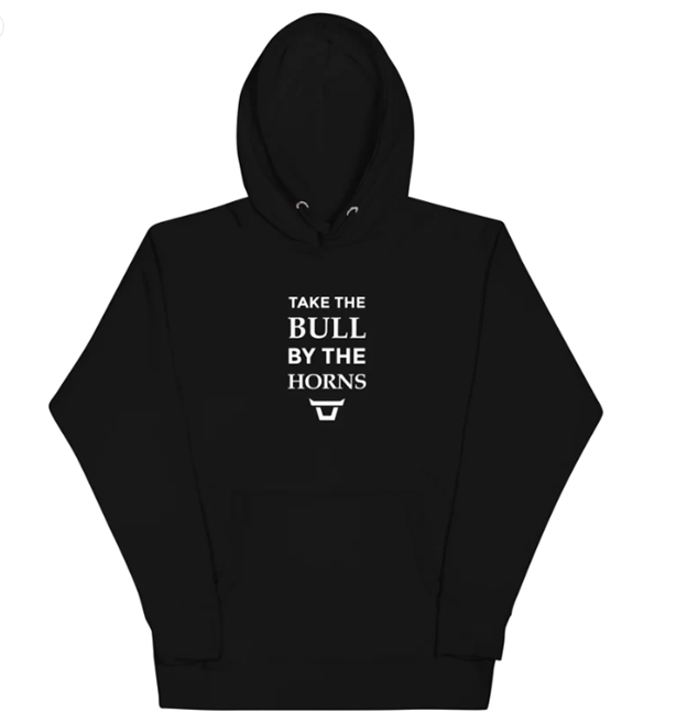 "Take the bull by the horns" black hoodie